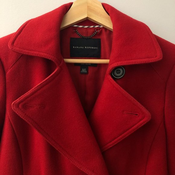 Banana Republic cherry red wool peacoat (S) - Picture 4 of 8
